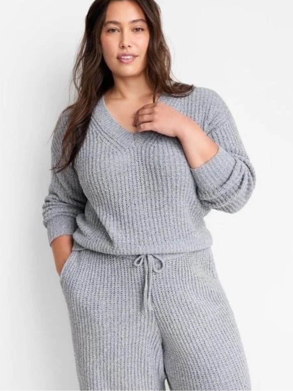 State of Day NWT E9416 Women's Chenille Sweater & Pant Set Shark Marl loungewear
